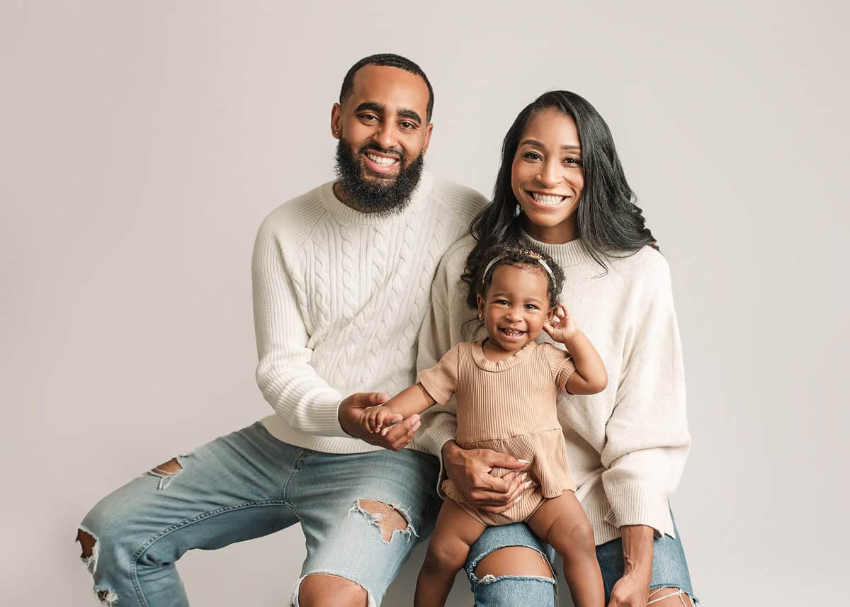 milestone session with family, baby girl first birthday photoshoot with family, family photographer atlanta, studio photography atlanta ga, family portraits with newborn, atlanta ga, georgia photographers, atlanta studio family photography
