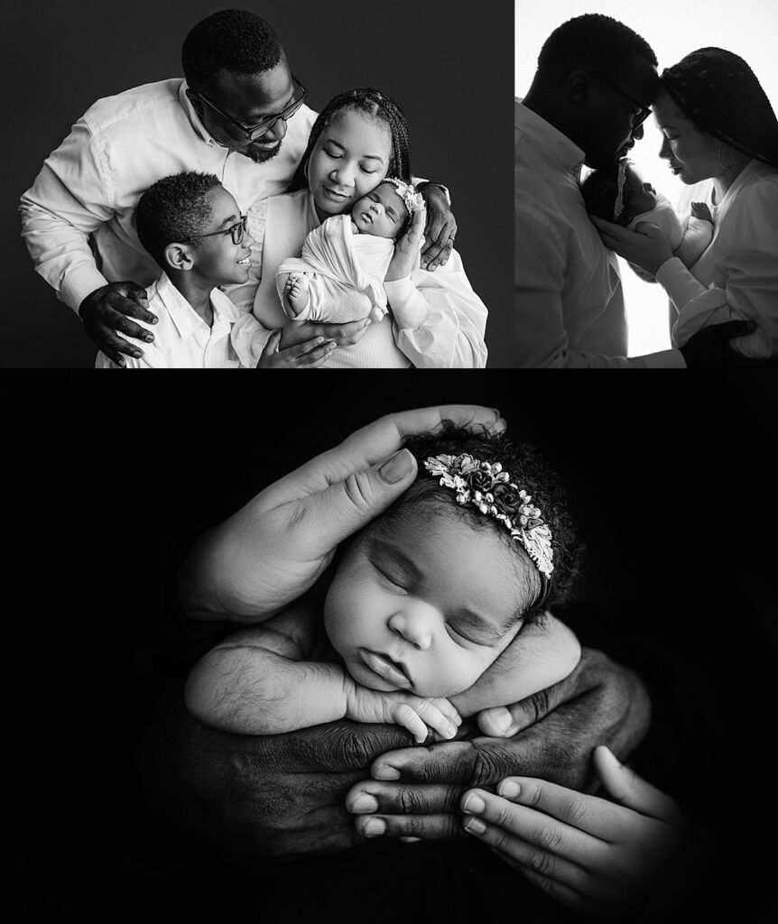 timeless newborn photos in black and white, atlanta newborn photographers, newborn photography session done in marietta ga