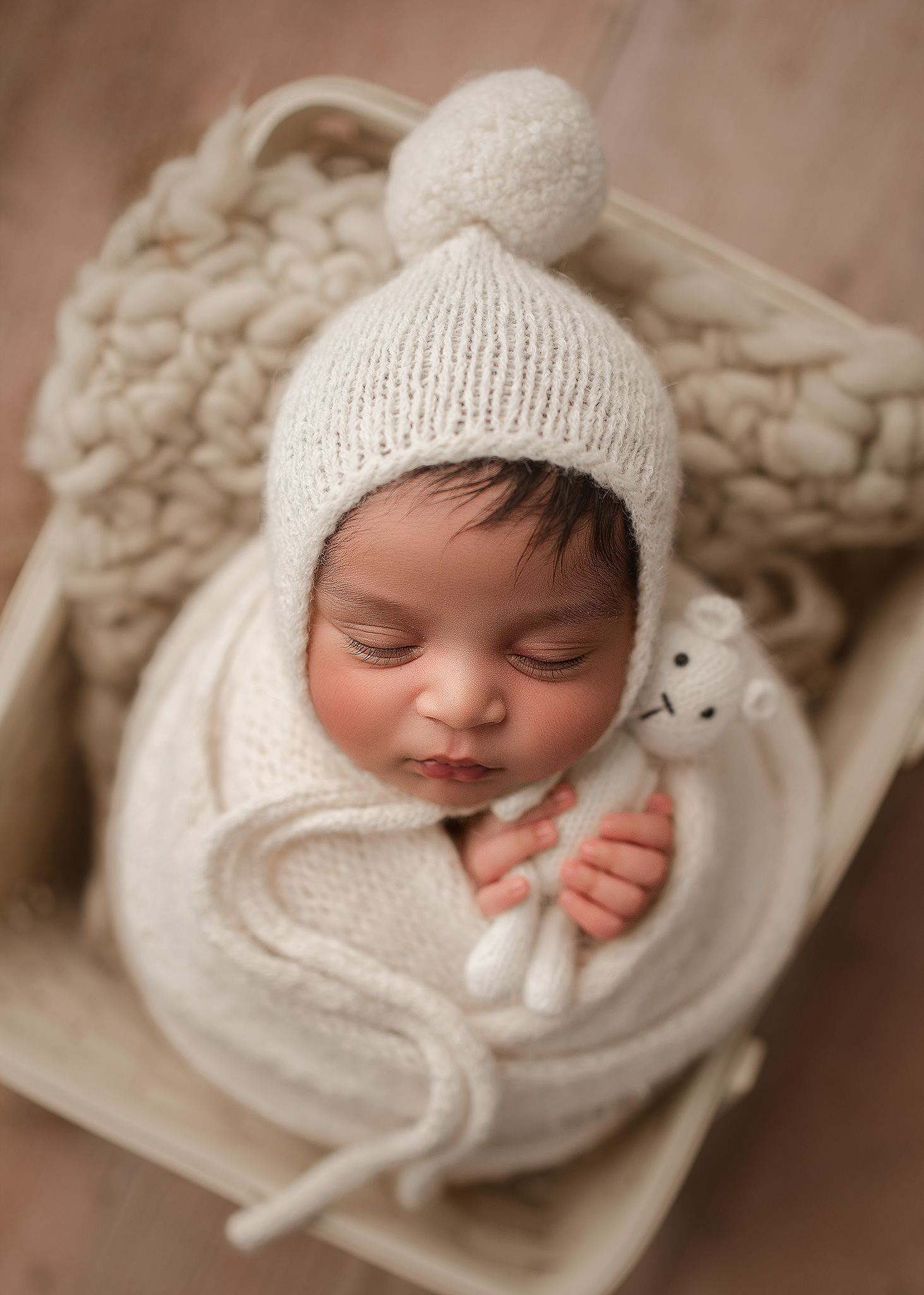 newborn boy wrapped for in-home newborn session in Indianapolis